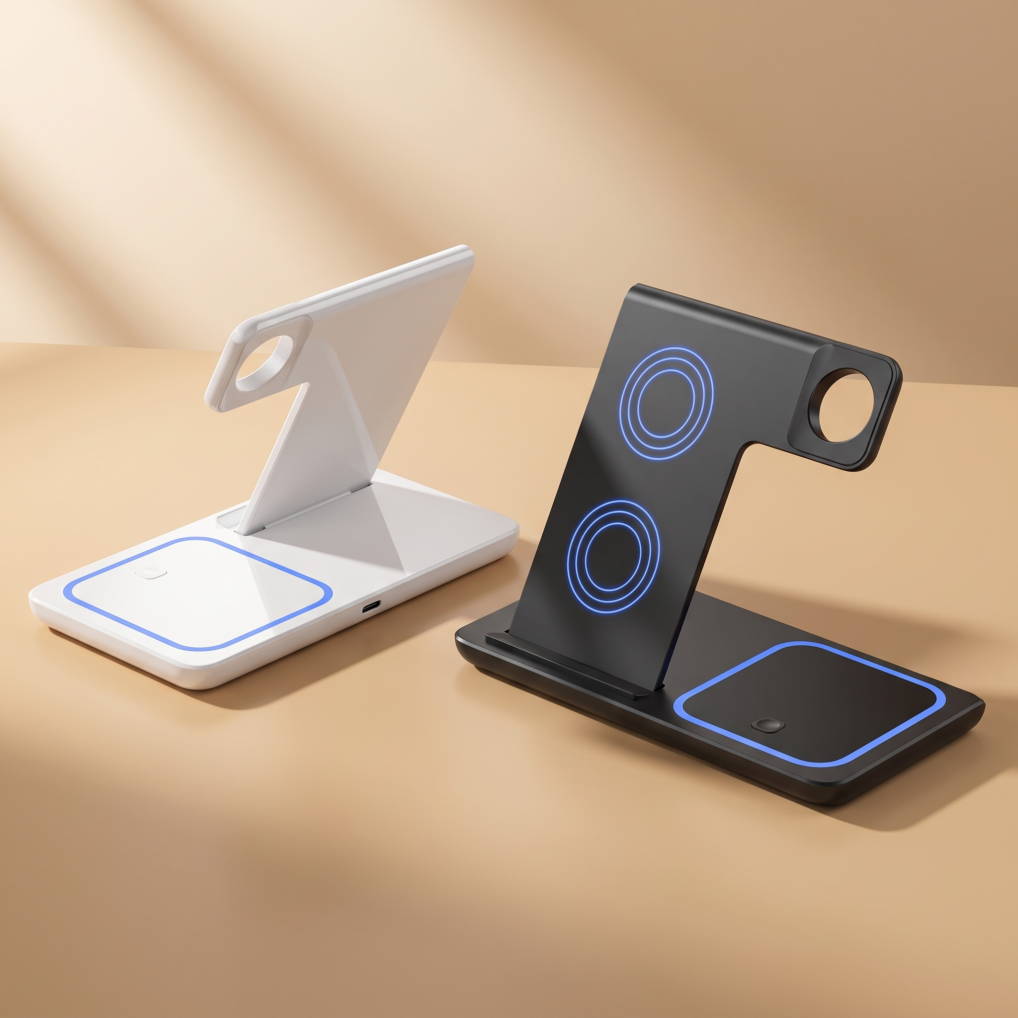 Station Trio LED en blanc et en noir