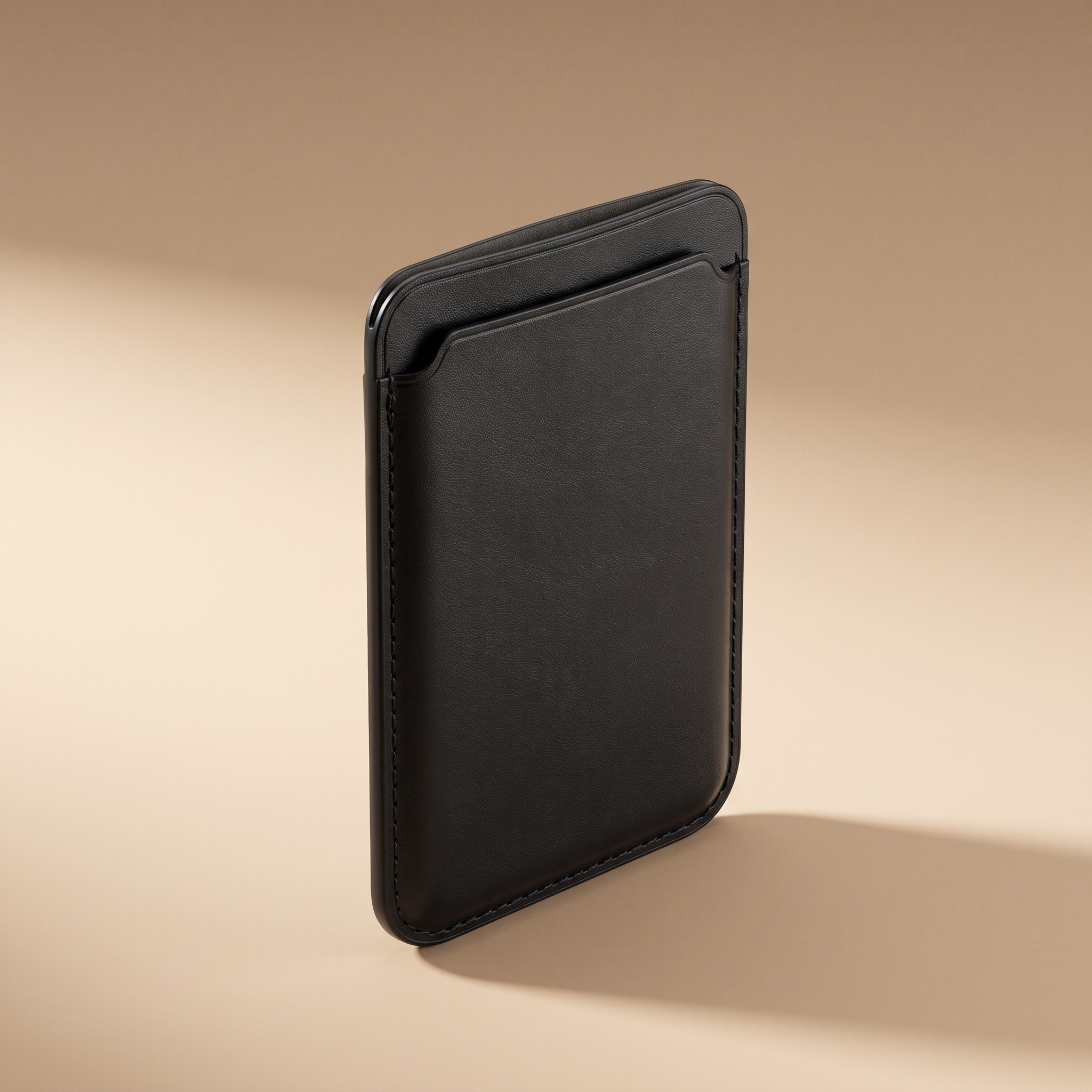 Porte-Cartes Magnétique noir effet cuir, vue seule