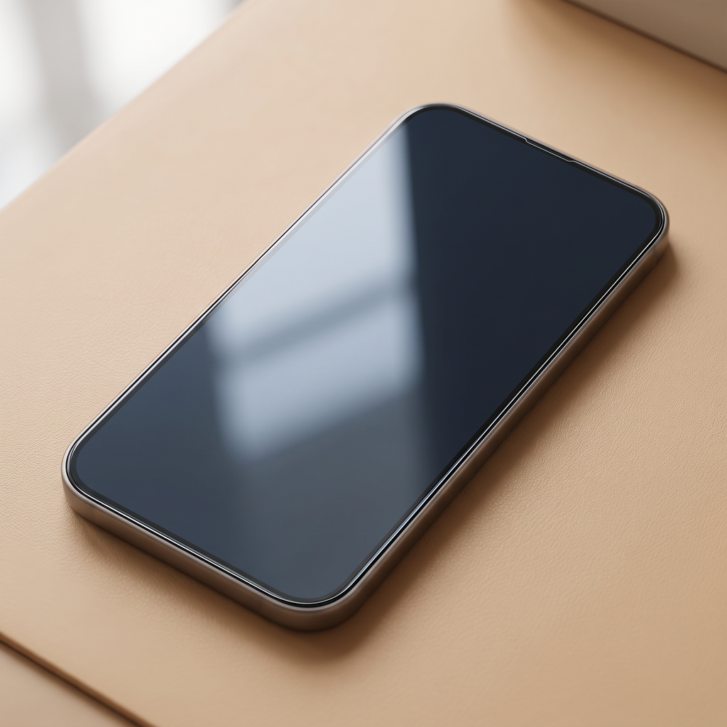 Verre Clair Kitmobile posé sur l'écran d'un téléphone, sans bulle